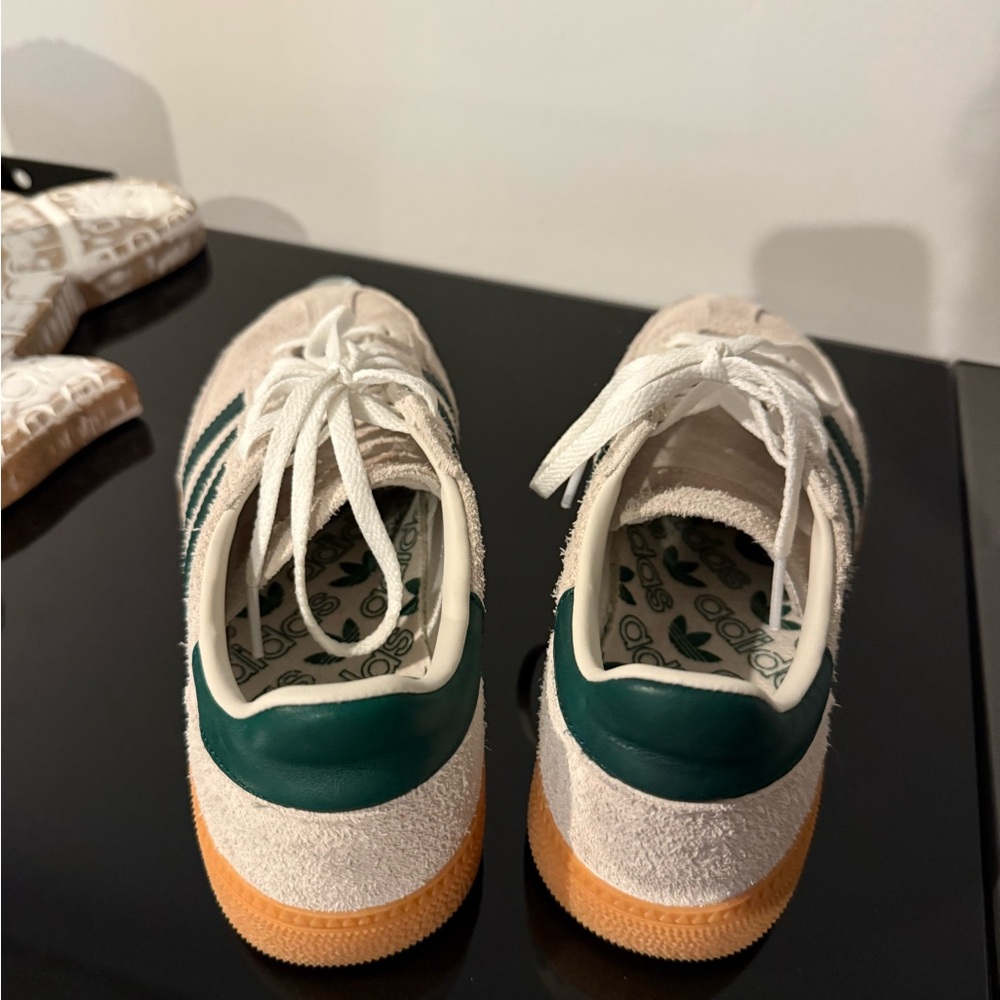 Adidas Women's Cream and Dark Green Sneakers - Picture 3 of 4